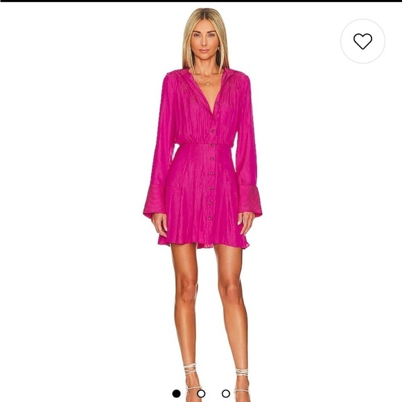 REVOLVE x FREE PEOPLE Everly Shirt Dress Pockets Pink Phenom Sz S - Picture 1 of 16